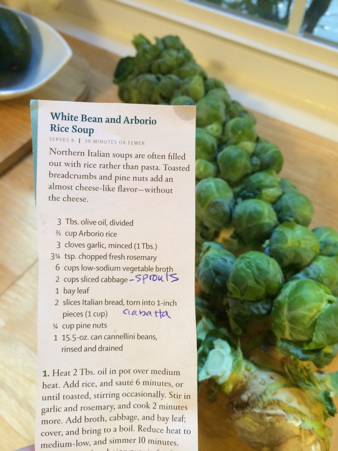 recipe and sprouts